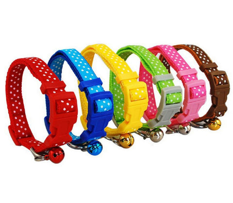 Polka Dot Print Adjustable Pet Collars With Bell